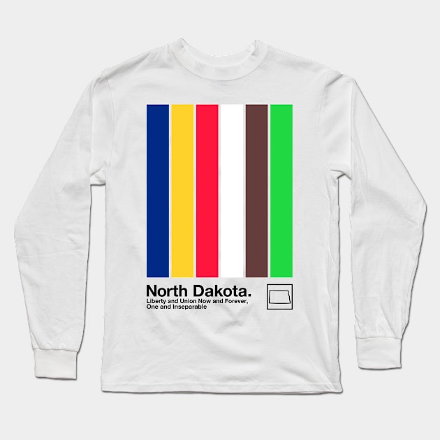 North Dakota // Original Minimalist Artwork Design Long Sleeve T-Shirt by DankFutura